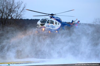 Geisinger Life Flight 6 landing at the Larksville Helipad