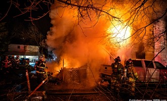 Firefighters Battle Freezing Cold Temperatures & Heavy Fire In Valley Falls