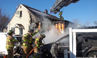 CAR FIRE DAMAGES ROCHELLE PARK HOME