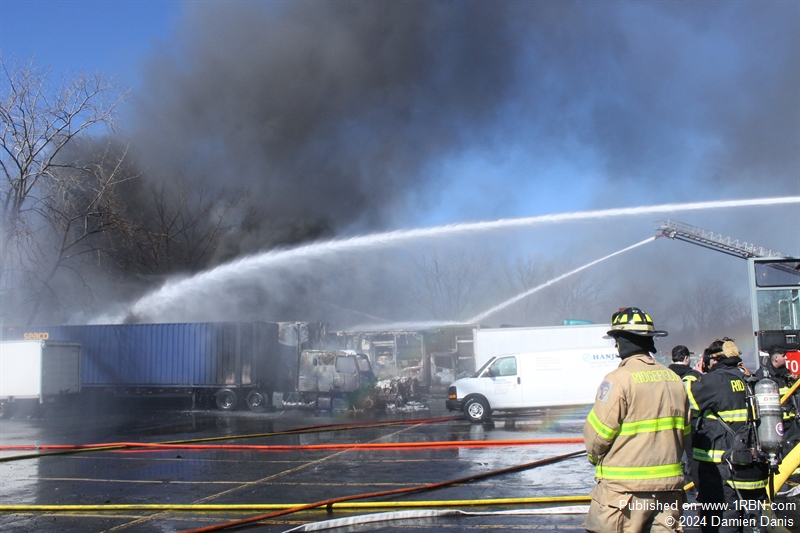 Multiple Trucks Burn in Mid-Day Ridgefield Fire