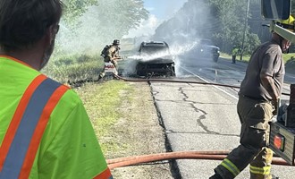 Crews Quickly Extinguish Fully Involved Vehicle Fire on Route 4