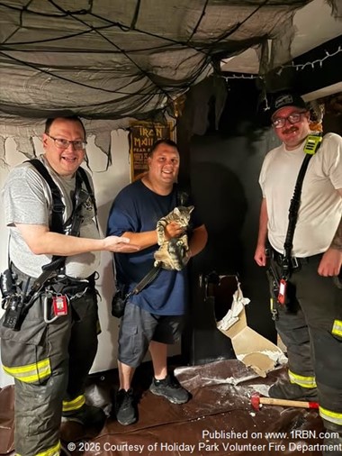 Holiday Park Firefighters Rescue Kitten Trapped in Wall