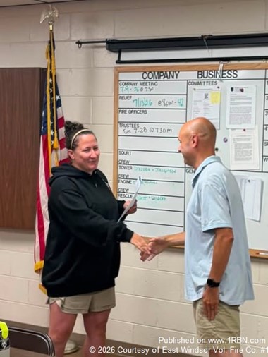 Jeremy McIntyre Sworn In at East Windsor Fire Company
