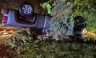 Pickup Truck Rollover on County Street Sends One to Hospital