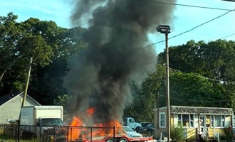 Mastic Firefighters Extinguish Fully Involved Vehicle Fire
