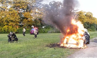 North Merrick Firefighters Extinguished Morning Vehicle Fire