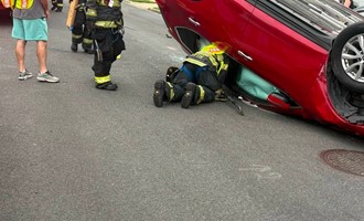 South Farmingdale Firefighters Responded to Overturned Vehicle Crash