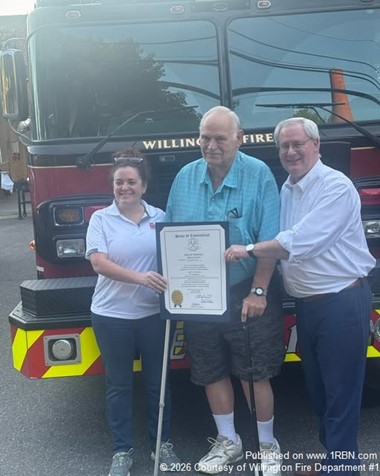 Jim Humphrey Honored for 50 Years With Willington Fire Department