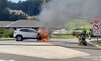 2 Car Accident With Fire