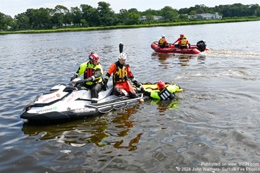 Suffolk USAR Team works to Be Ready to Save Lives Always. Drills in Mastic on Water Rescue