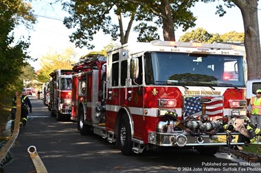 Apparatus Operate at a Mastic House Fire October 17th.