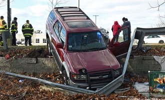 Car Down Hits Guardrail in Waltham