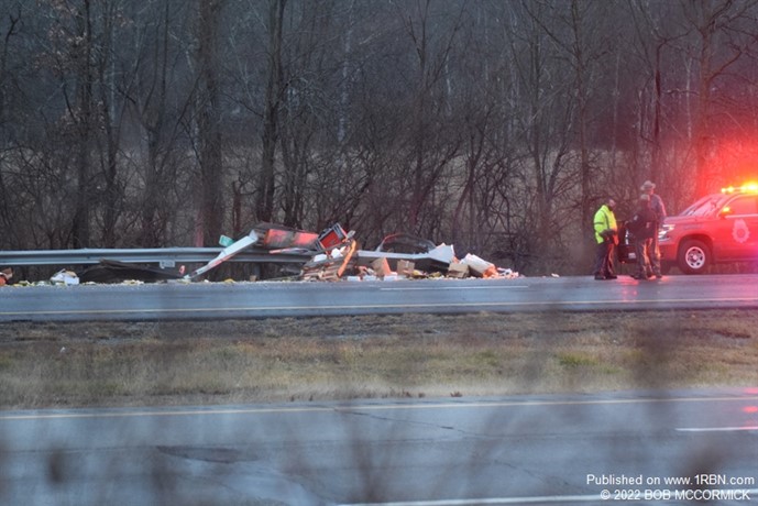 Tractor Trailer Rolls Over On Nys Thruway