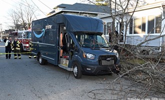 Amazon Truck Takes Down Power Lines in Waltham