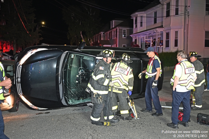 Driver Injured After Rollover Crash in Waltham