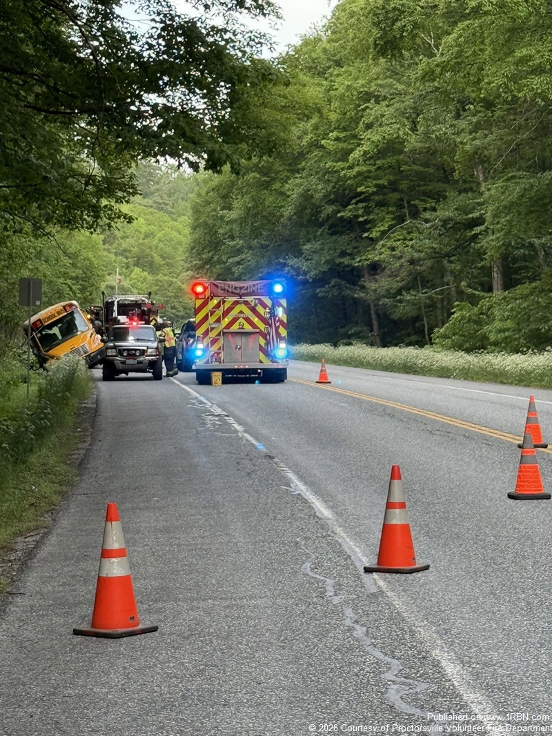 School Bus Crash Closes Route 103 in Proctorsville