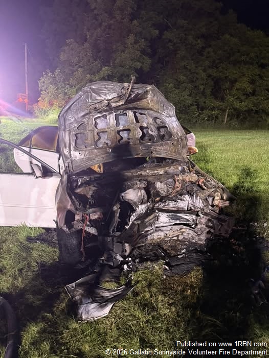 Vehicle Fire After Crash Into Tree Extinguished on Williamsport Road