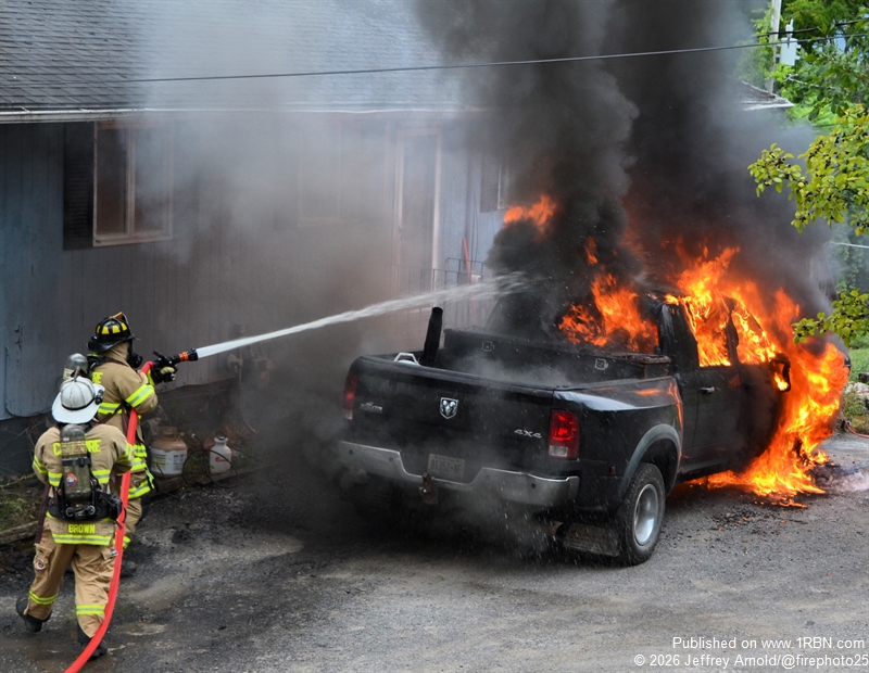 Vehicle fire with exposures in Cheshire