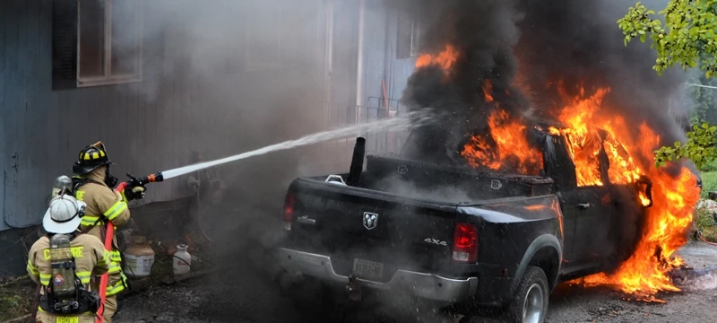 Vehicle fire with exposures in Cheshire